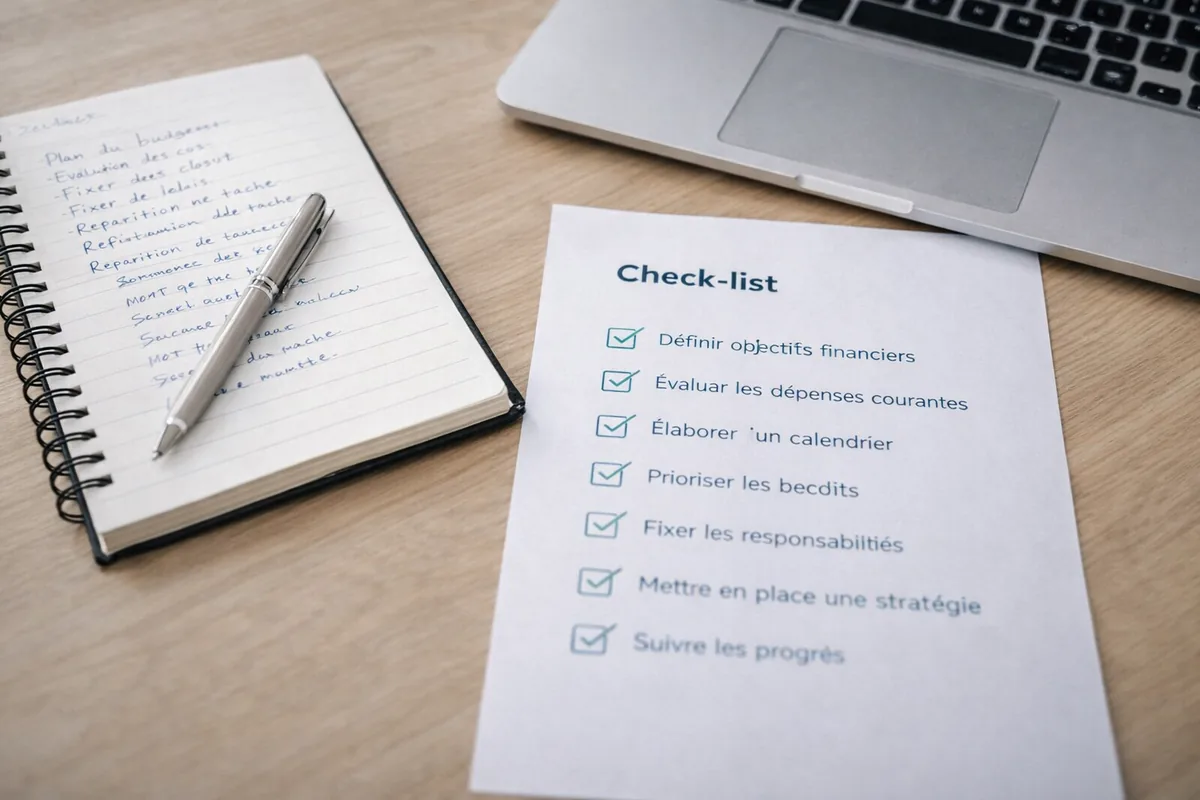Cadrage d'une situation de tresorerie avec notes et checklist